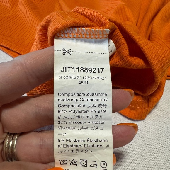 SHEIN Size Large Orange Ribbed Women's Crop Top - Picture 6 of 7